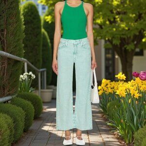 MOTHER The Dodger Ankle Wide Leg Jean in Just A Dab / Neptune Green 29